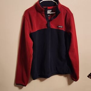 Lands' End Men's Red and Black Fleece Jacket